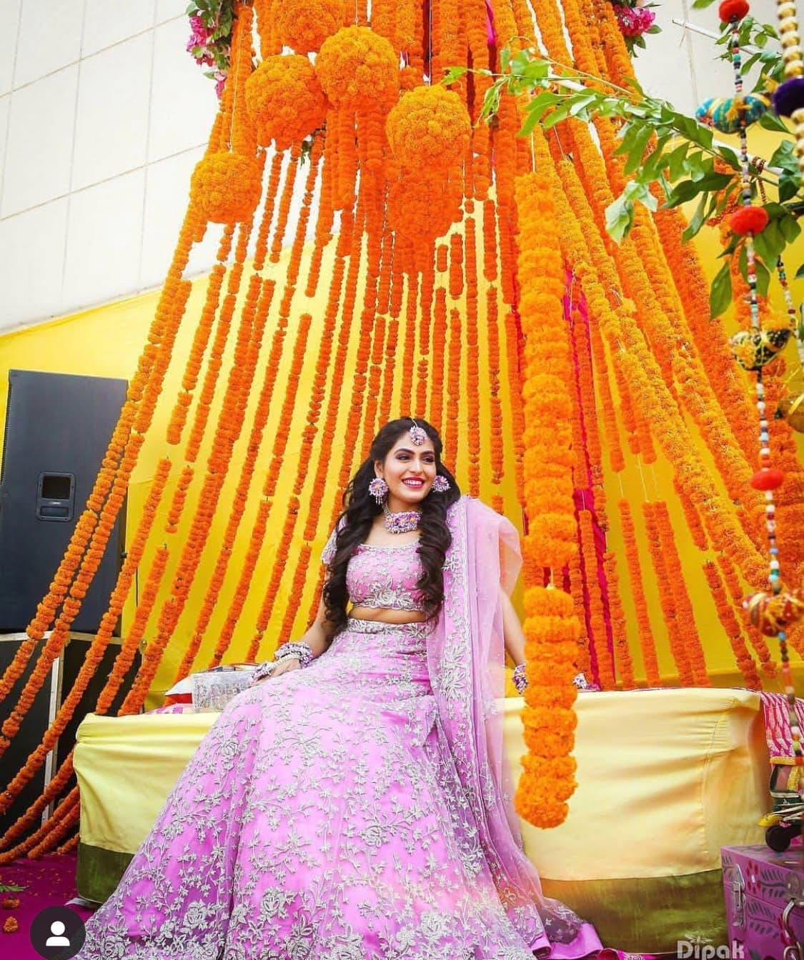 Marigold floral decor for a haldi function